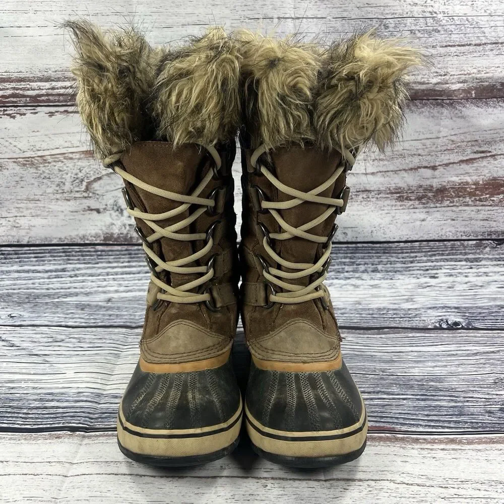 Sorel Joan Of Arctic Waterproof Brown Suede Tall Snow Boots Shoes Women’s Size 7
